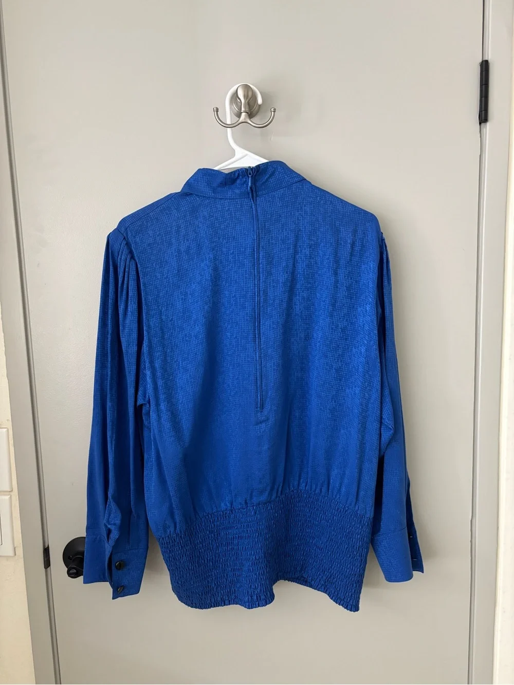 Vintage Louis Féraud 100% Silk Royal Blue Bow Blouse & Pencil Skirt Set
